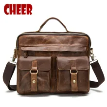 Men genuine leather bag messenger Bag Man Crossbody Shoulder Bag Business Tote Briefcases Cow Crazy Horse Leather Brand Handbags