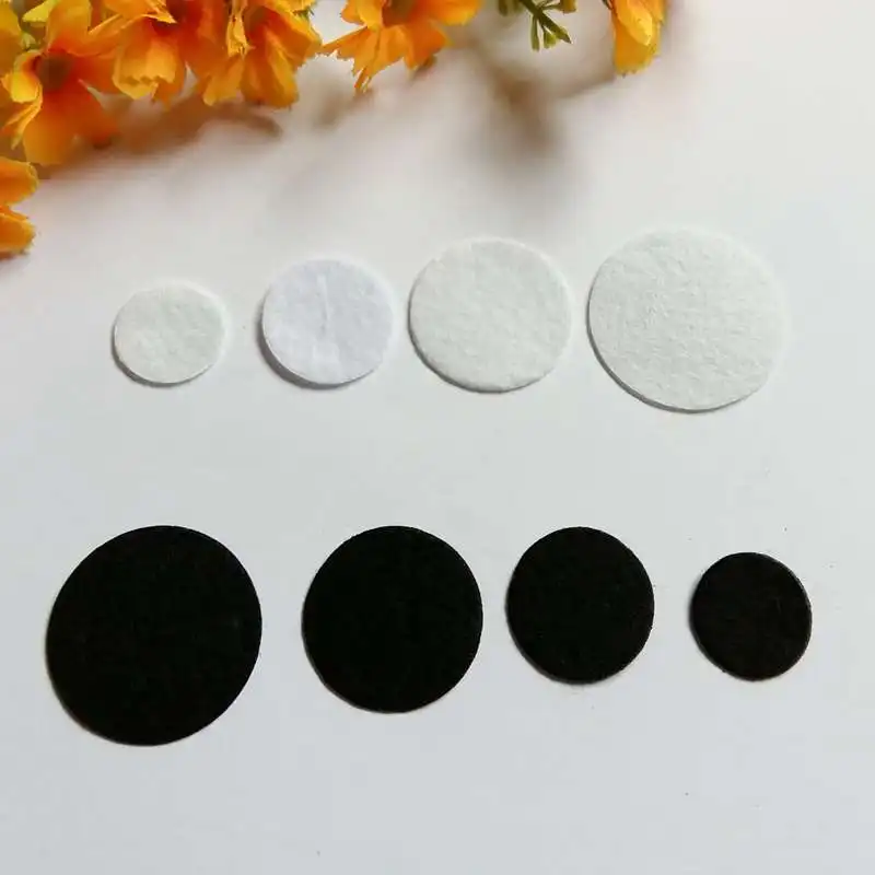 

300pcs/lot White Black Round Felt Fabric Pads Eco-friendly Patches Circle Felt Pad for Fabric Flower Accessories DIY Scrapbook