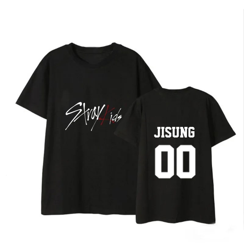 Kpop/Детские футболки; хлопковая черно-белая футболка для концерта; модные летние топы с короткими рукавами - Цвет: JISUNG b