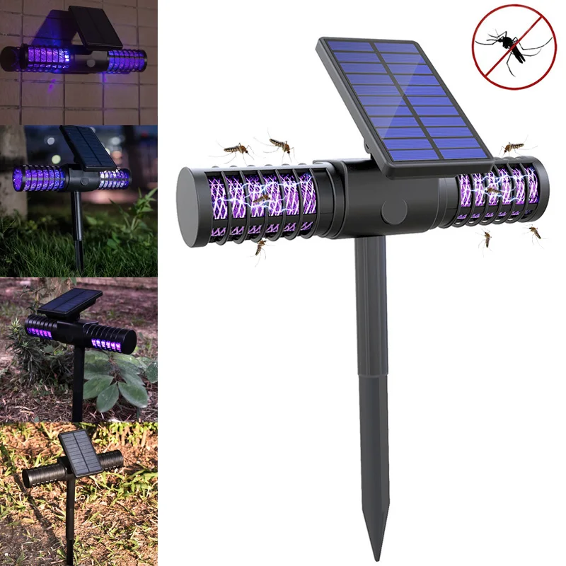

Solar LED Outdoor Mosquito Killer Lamp Waterproof UV Light High-voltage Grid Whole Night Protect MYDING
