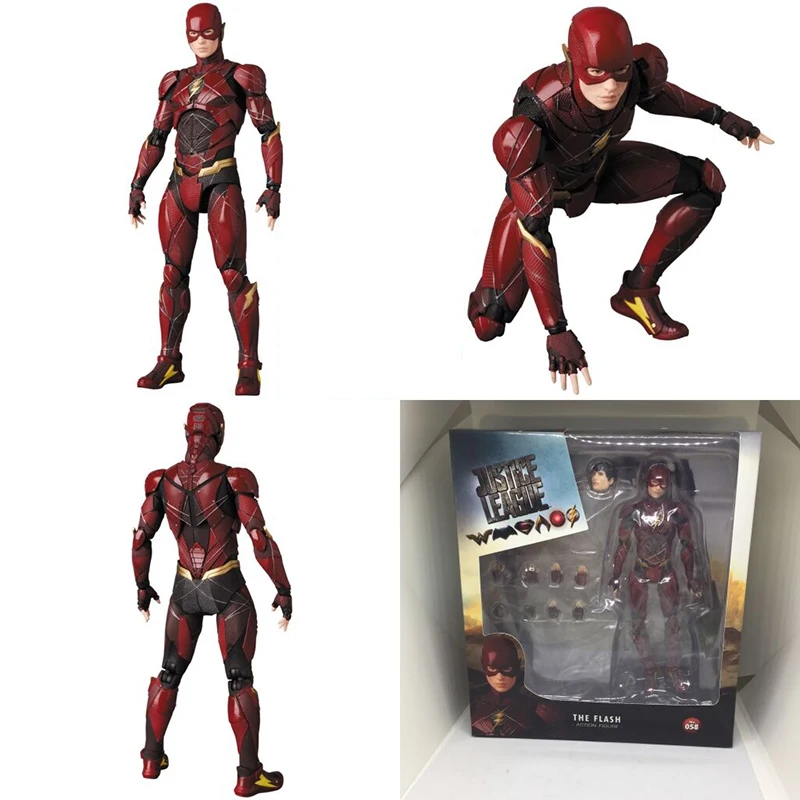  DC Justice League Super Hero MAFEX The Flash 058 Figure MAF Batman Wonder Woman Superman Spiderman Action Figures Toys Doll (2)