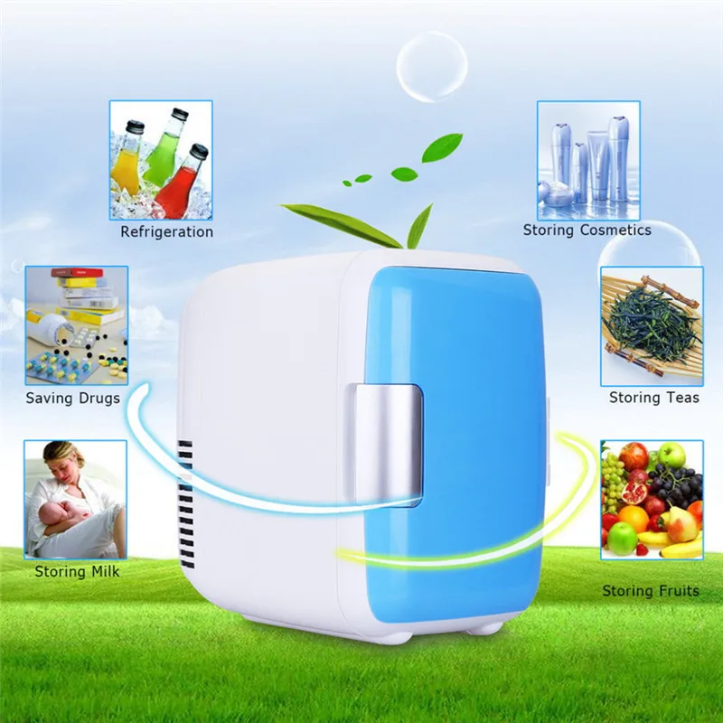 4L 12V Mini Car Fridge Refrigerator Heating Food Electric Portable Icebox Freezer Box ABS No Compressor Cooler Warmer Travel