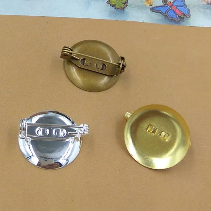 

10pcs/lot Gold/Silver Color 19mm Brooch Pins Cabochon Base Tray Blank Settings for Round Glass Cameos Diy Jewelry Making Finding