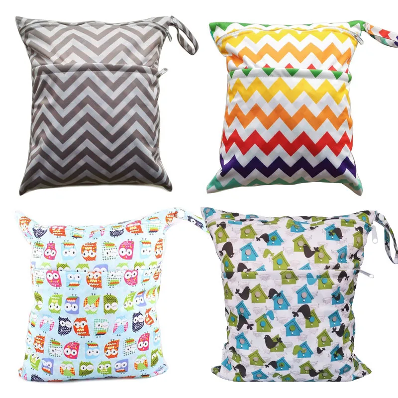 

Baby diaper bag Waterproof mother bag Double Zippered Wet/Dry maternity mommy bag Reusable baby Diaper nappy Cover wet Bags