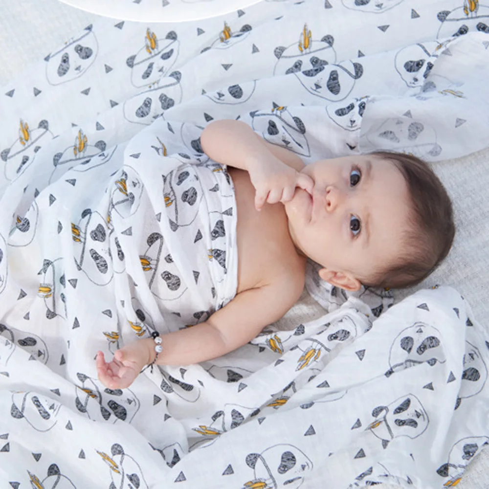 Bamboo Fiber Muslin Swaddle Cotton Baby Blanket Single Layer Gauze Hold