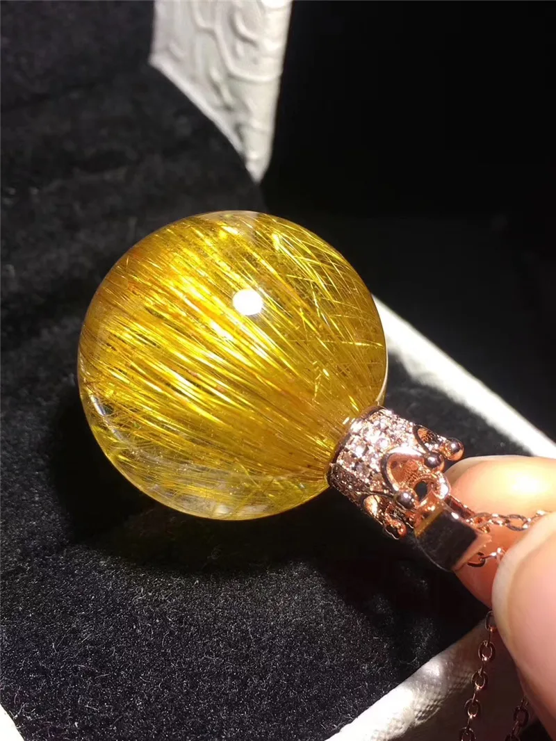 Natural Gold Rutilated Quartz Titanium Pendant (5)