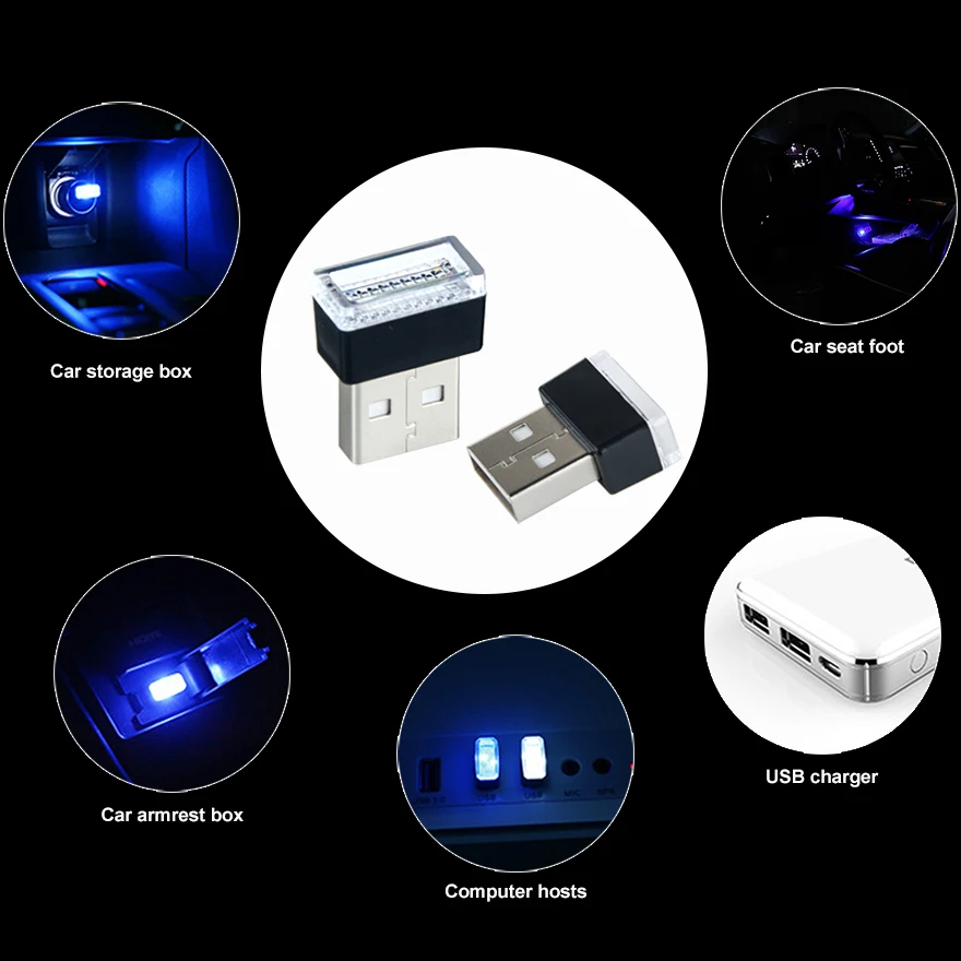 Aceersun LED USB окружающий свет R/G/B/фиолетовый/белый цвет Canbus мини Супер яркие 5V