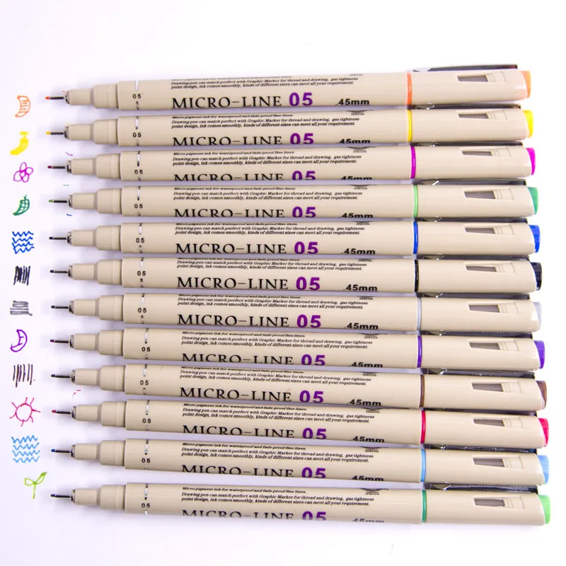 

12 Colors Set Micro Fineliner Drawing Markers Felt Tip Pens For Anime Manga Art/School/Office Product supplies Professional Pain