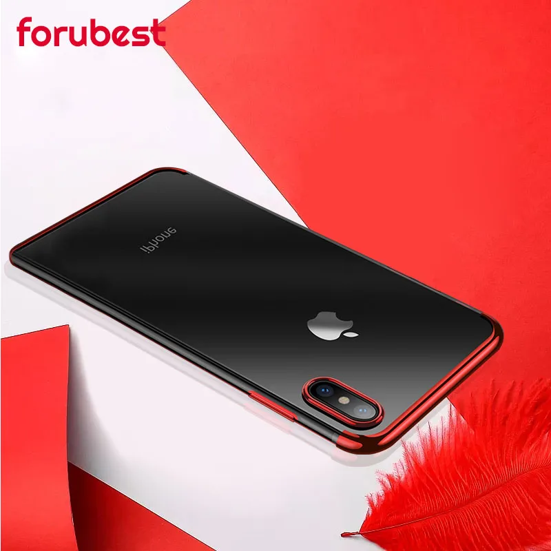 

Forubest TPU Case For iPhone X 8 7 6 Cases Luxury Plated Clear Silicon Cover For iPhone 8 7 6s Plus Transparent Case