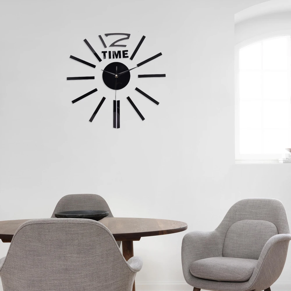 

Creative Quartz DIY Wall Clock 3D Home Decor Watch Living Room Metal Fashion Acrylic Big Mirror Stickers