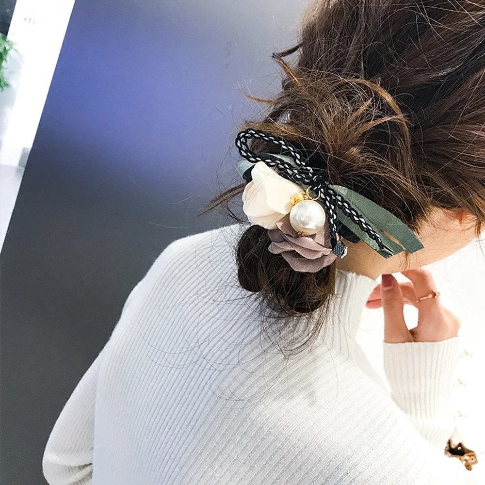 2019 Новый INS Большой жемчуг элегантный цветок DIY обруч волшебный инструмент для изготовления волос стиль волос женские Резиночки для волос