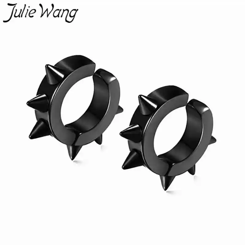 Julie Wang 3 пары серьги-гвоздики клипсы смешанные цвета серьги из нержавеющей стали модные мужские и женские панк ювелирные изделия без проколов