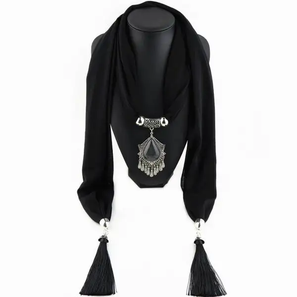 [RUNMEIFA] Новые шармы зимний шарф ожерелья кисточкой Национальный кулон шарф ожерелья для женщин шарф ожерелья ювелирные изделия оптом - Цвет: 4