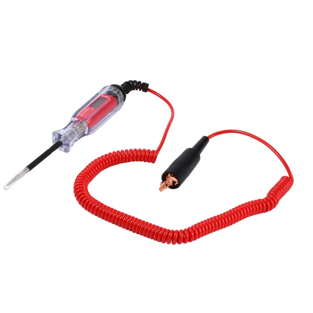 

New Motorcycle Power Circuit Tester DC 3V-48V Digital LCD Display Wide Detect Range Heavy-Duty Coil Cord Portable LED Probe Tool