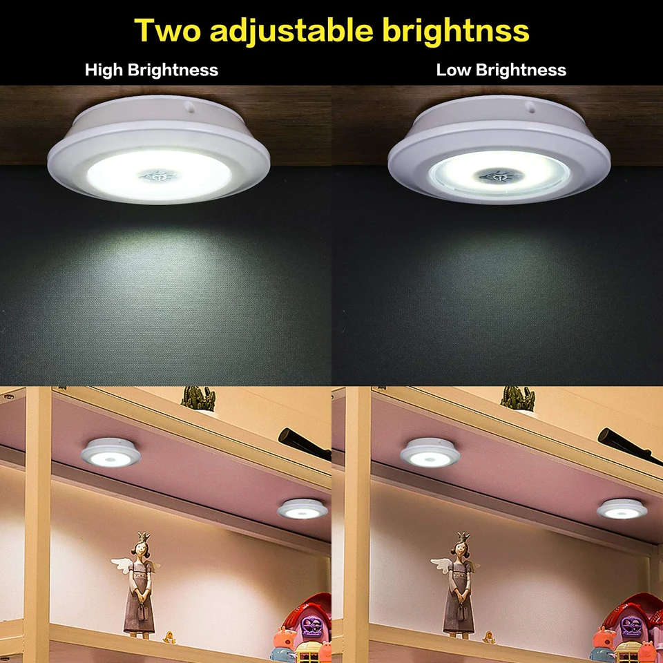 Dimmable COB светодиодный светильник под шкаф гардероб кухонный светильник дистанционное управление шайба светильники с питанием от