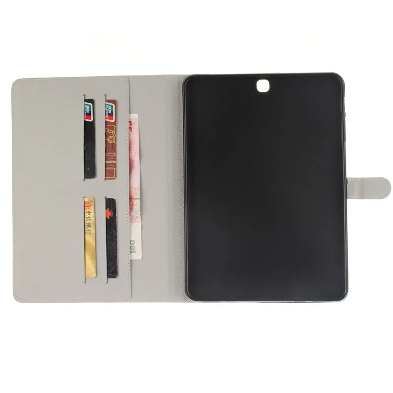 Luxury 2 Leavies PU Leather Stand Flip Case for Samsung Galaxy Tab S2 9.7 Case T810 T815 Wallet  Case Tablet Cover Back Silicon (61)