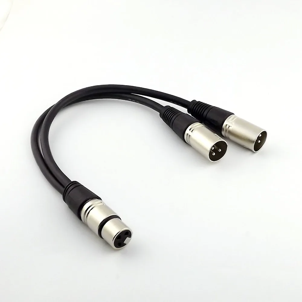 10pcs 1FT 3Pin XLR Female Jack to 2 XLR Male Y Splitter Microphone Audio Adapter