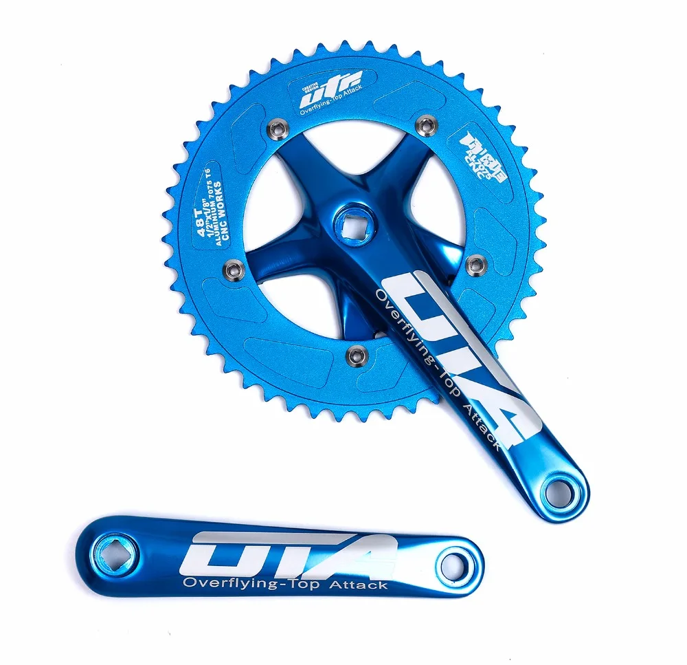 7075 48 T CRANKSET односкоростная фиксированная передача велосипедная система велосипедный дорожный велосипед кривошипный комплект цепное колесо - Цвет: blue