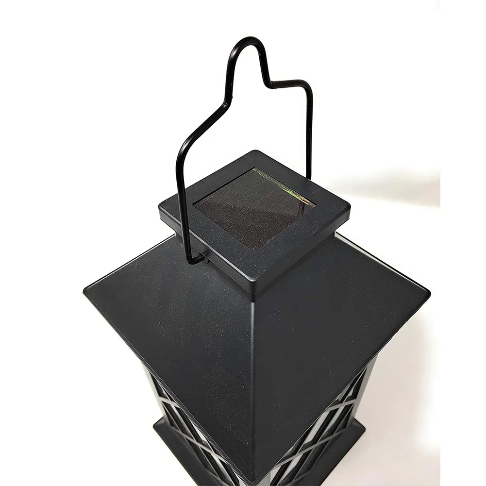 

Easy Install Electronic Decor Solar Powered Candle Lantern Safe LED Light Black Hanging Gift Flickering Table Garden Traditional