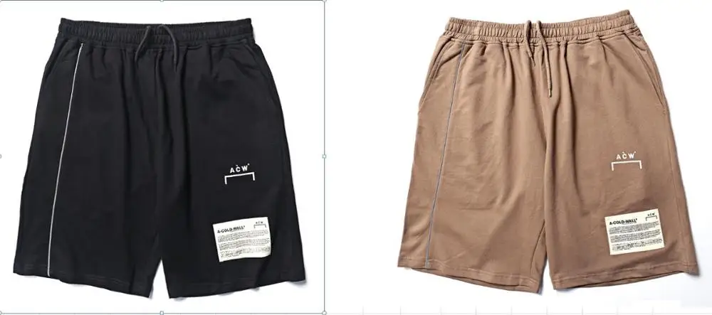 

19ss A-COLD-WALL Shorts Men Women 1:1 High Quality 3M Reflective Drawstring ACW A COLD WALL Shorts hip hop Black khaki Shorts