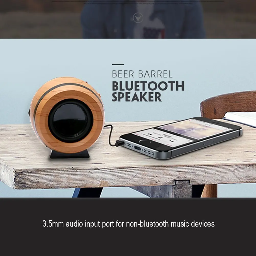 Bluetooth колонки портативные колонки беспроводные колонки маленькие деревянные пивные бочки стерео окружающий звук бас TF слот для карты 3,5 мм AUX