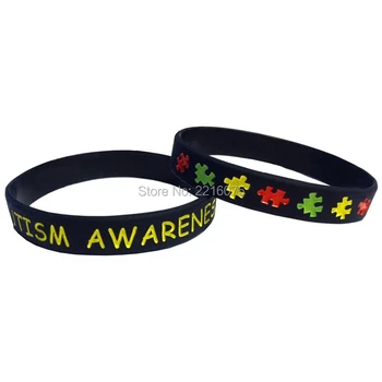 

300pcs Autism Awareness Black wristband silicone bracelets free shipping by DHL express