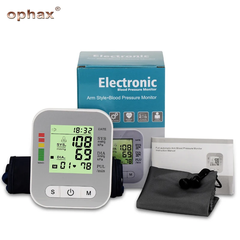 

OPHAX Digital Blood Pressure Monitor Upper Arm Blood Pressure Meter Tonometer Measuring Automatic Sphygmomanometer Health Care