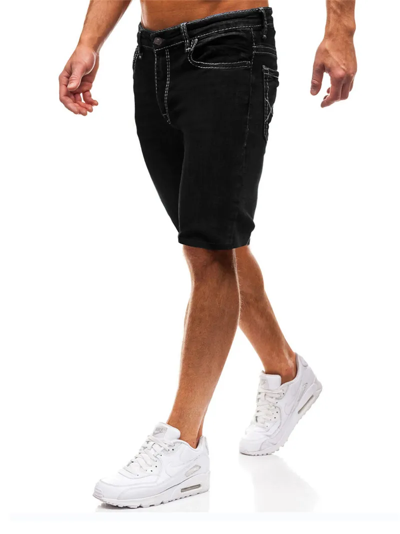 HuLooXuJi мужские летние джинсовые шорты модные повседневные облегающие Высококачественные эластичные джинсовые шорты брюки до колена Размер