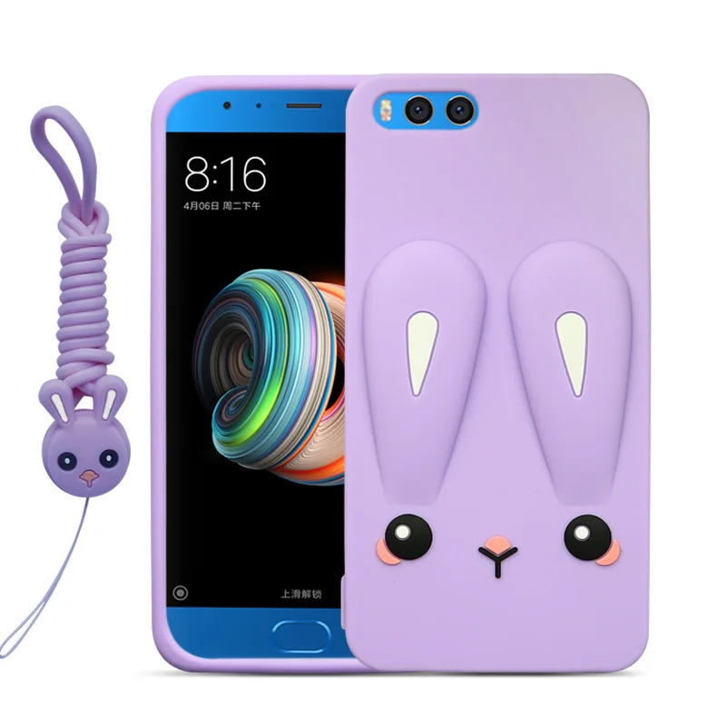 Cute Color Printed Case for Xiaomi Mi Note 3 Soft Silicon Back Cover with Lanyard Funda |