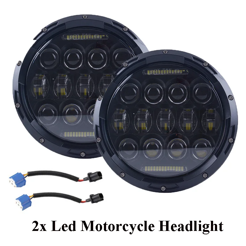 Мотоциклетный головной светильник " 75 Вт дальнего ближнего света, светодиодный противотуманный светильник для мото автомобиля, дневной ходовой светильник 6000K 12 V, передний светильник s, лампа для скутера - Цвет: moto headlightx2