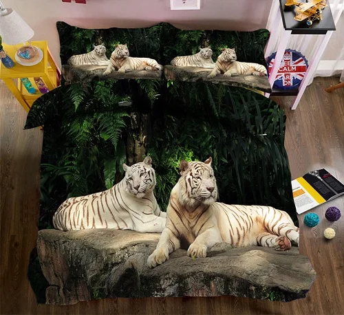 Комплект для кровати с принтом «Тигр» 3D простыня пододеяльник наволочка двойной полный Король Королева Постельное белье califoria king Juegos de cama Индивидуальный размер - Цвет: 3d bedding set