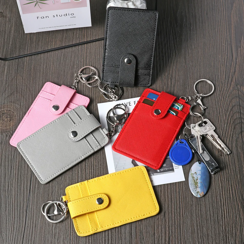 New Unisex Portable ID Card Holder Bank Bus Cards Cover Badge Case Office Work Keychain Keyring Tool Protective Shell