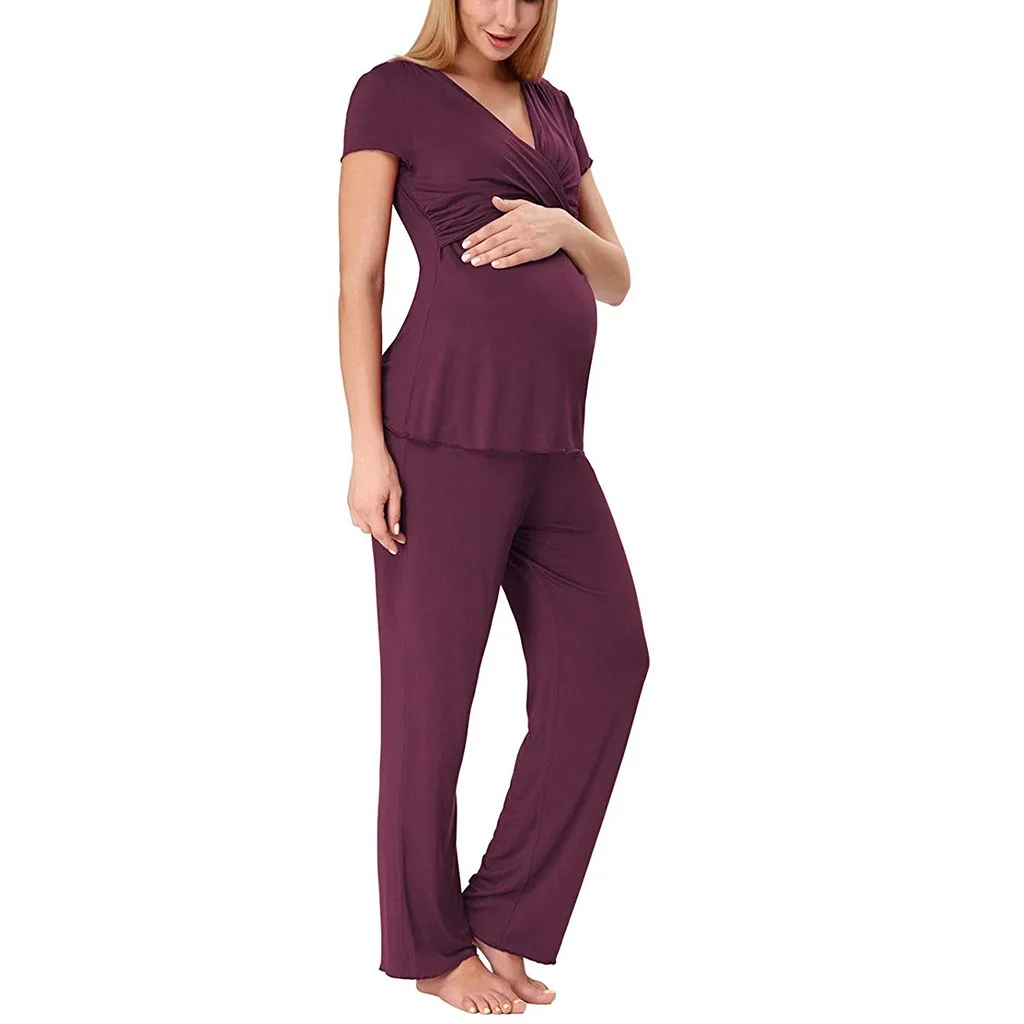 Пижамный комплект для беременных; одежда для сна для кормления грудью; Топ для кормящих женщин; летняя одежда для медсестры; Одежда для беременных; ropa premama embarazadas; 19Ot