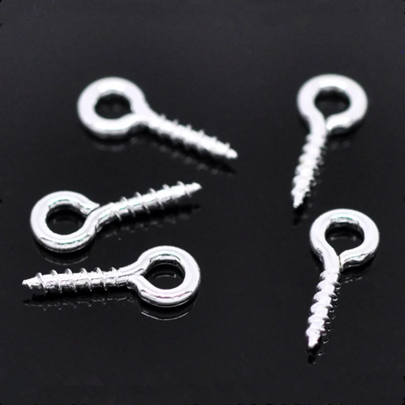 1000Pcs DIY Silver Plated Metal Screw Eye Bail Drilled Beads Jewelry