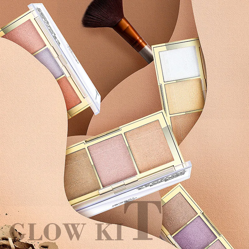 

Pudaier 3 Color GLOW KIT High Gloss Pearl Powder Professional Makeup Face Powder Shimmer And Shine Hightlighters Makeup Palette