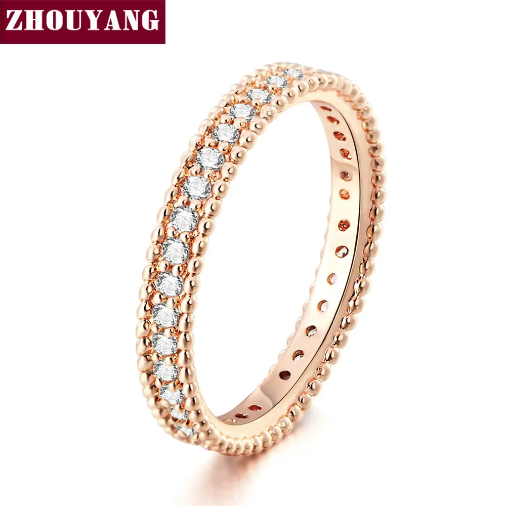 

ZHOUYANG Wedding Ring For Women Simple Classic Cubic Zirconia Rose Gold Color Wedding & Engagement Ring Fashion Jewelry ZYR490
