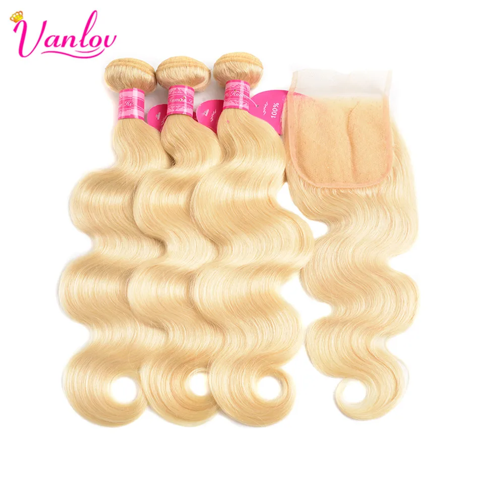Vanlov Blonde Bundles With Closure 613 Body Wave Peruvian Hair Bundles With Closure Human Hair Extension Non-Remy Honey Blonde Vanlov Blonde Bundles With Closure 613 Body Wave Peruvian Hair Bundles With Closure Human Hair Extension Non-Remy Honey Blonde