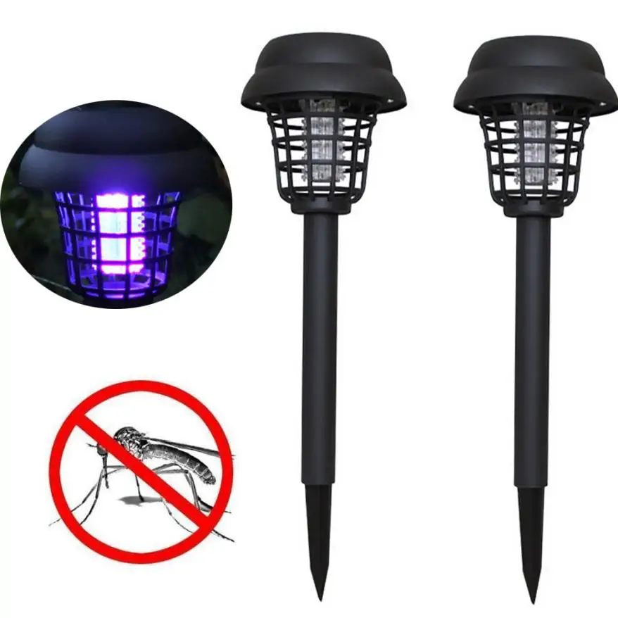 new repellers 2PC Solar Powered LED Light Mosquito Pest Bug Zapper