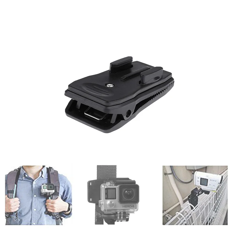 

For GoPro Accessories 360 Degree Rotate Clip Backpack Hat Clip Fast Clamp Mount for Insta360 SJCAM SJ4000 for Xiaomi YI EKEN H9
