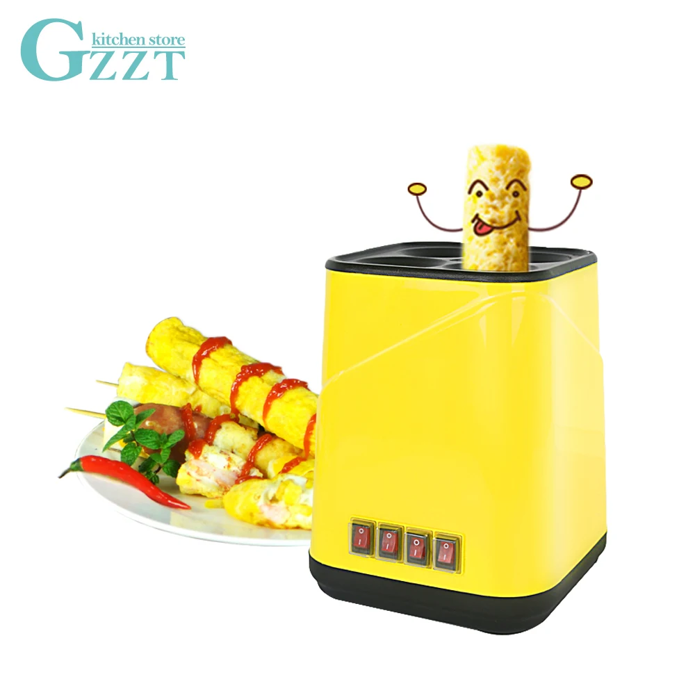 

Household 4 Holds Egg Sausage Machine Yellow Mini Roll Maker Breakfast Machine