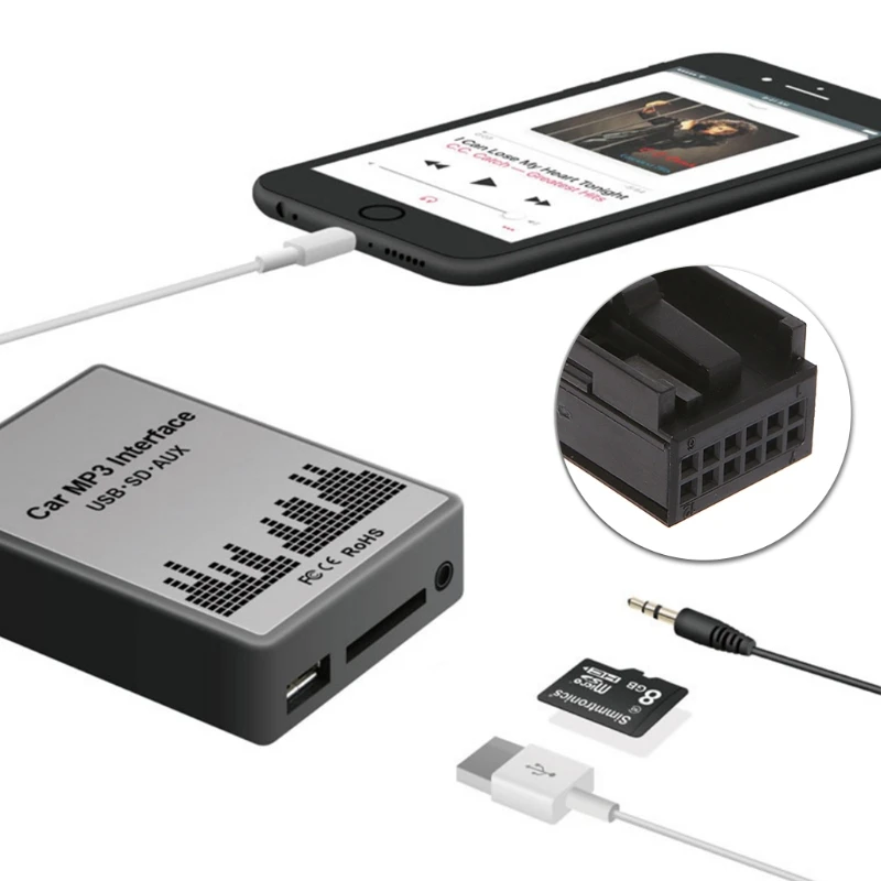 USB SD AUX Car MP3 reproductor de música CD cambiador adaptador de Audio para Peugeot 307 407 Citro