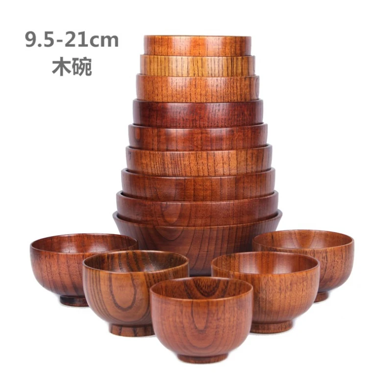 

1pcs Kitchen Supplies Japanese Wooden Bowl Thick Anti Drop Acid Zaomu Simple Jobs