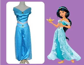 

Aladdin Jasmine Cosplay Costume parentage clothes Women Kids Halloween Party Dress Jasmine Costume Sets Jasmine Princess Cos
