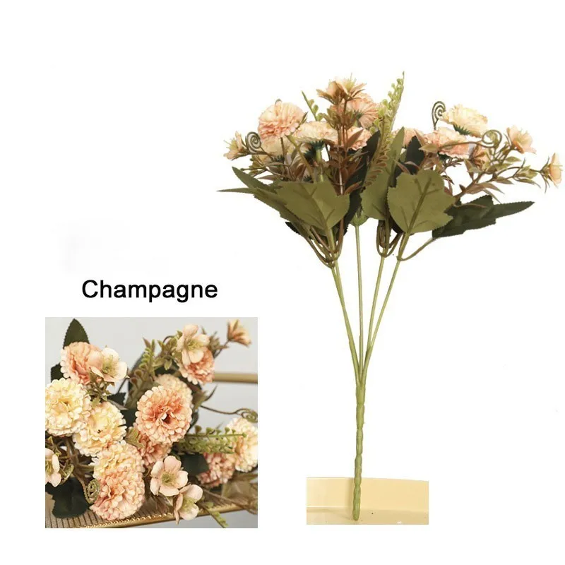 Dream House DH искусственные шелковые цветы гвоздики невесты Свадебный букет матери подарок на день Настольный горшок украшения сада - Цвет: Champagne