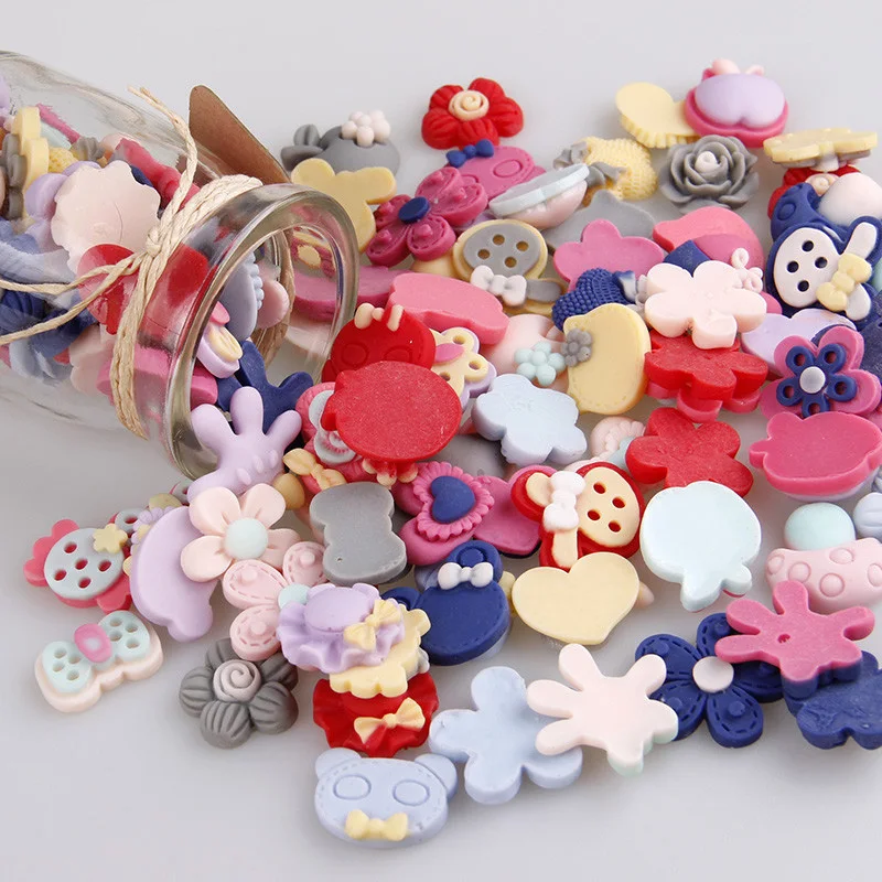 

Fashion 30PCS Mix Style Flowers Resin Mix Color Popular Matt Material Resin Flatback Cabochon Scrapbooking Accessories