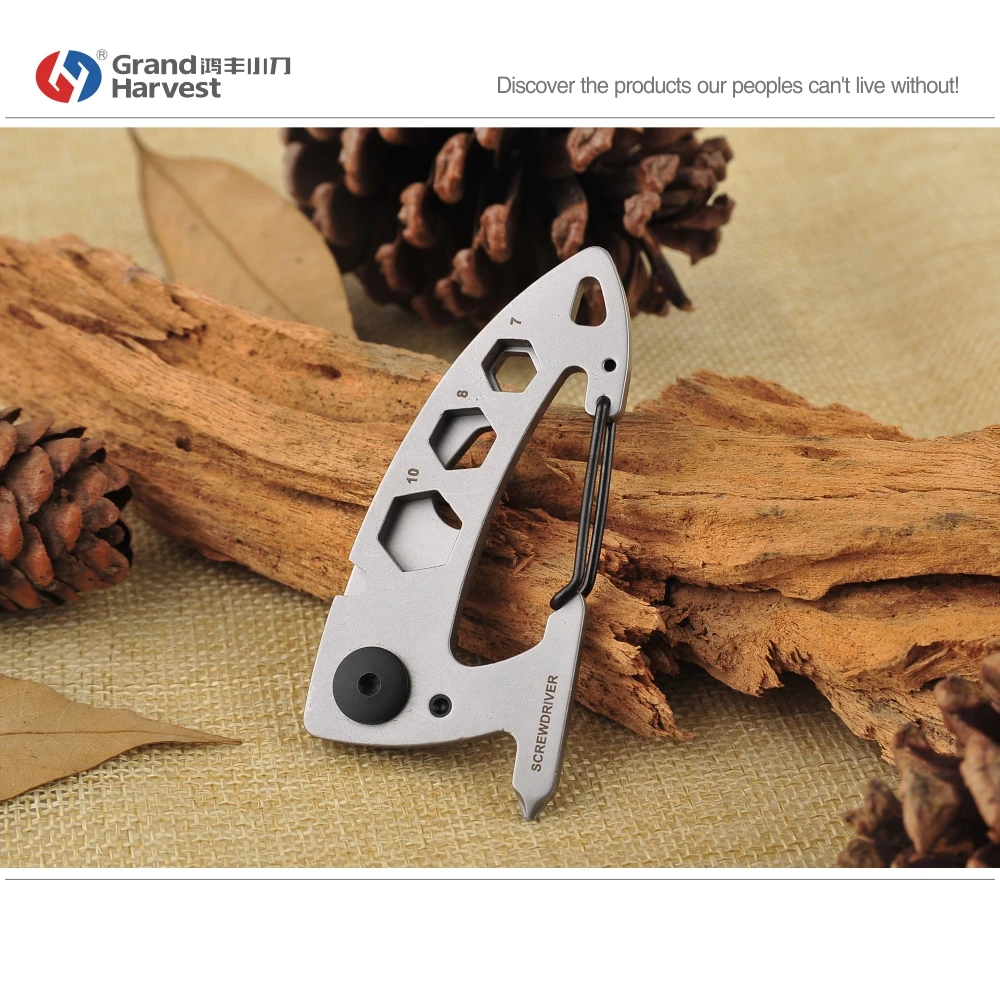 

Full Stainless Steel Key Chain Multi Tool EDC kit Carabiner Keychain Clip Silver Hiking Climbing Hanger Buckle Outdoor Tools
