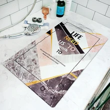 Коврик для ванной из ПУ пластика водонепроницаемый маслонепроницаемый нескользящий коврик для ванной ковер имитация мрамора мультфильм HD дверной коврик с принтом