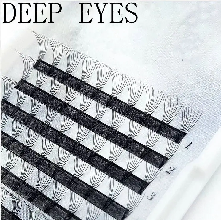 DEEP EYES, новинка, 8D, русские Объемные Накладные ресницы, удлинение, короткий стержень, предварительно сделанные вееры, норковые накладные ресницы на заказ