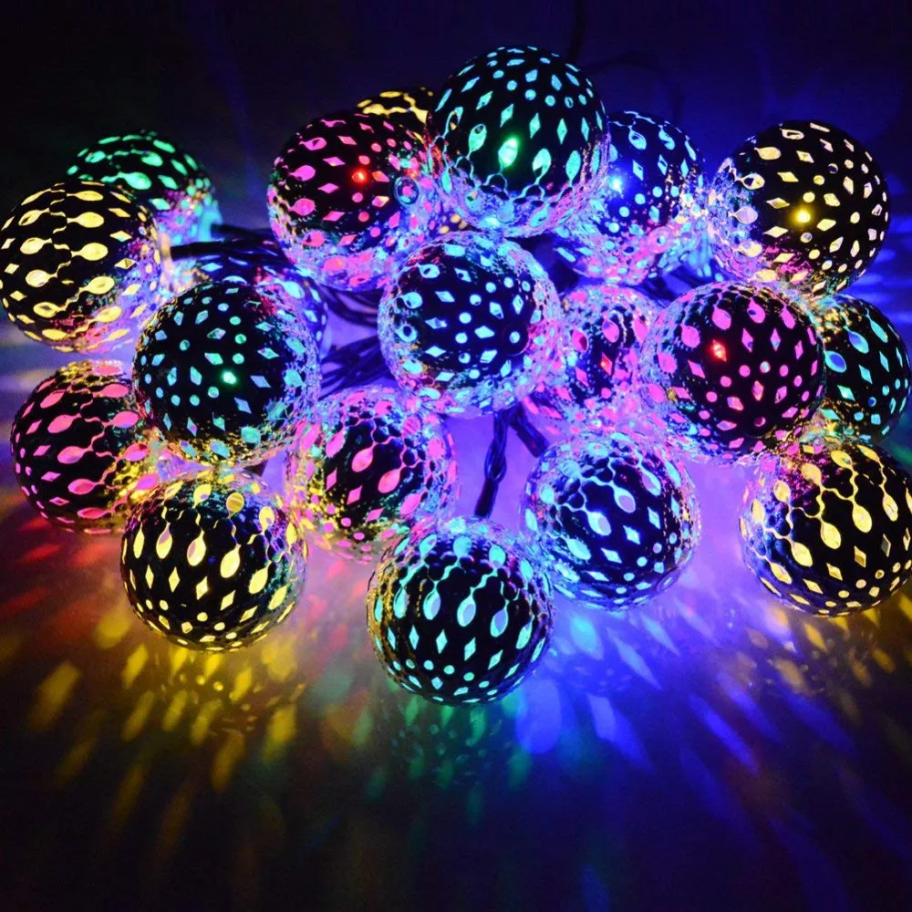 Binval солнечные струнные огни марокканский шар 15 футов 20LED Глобус Фея на солнечных