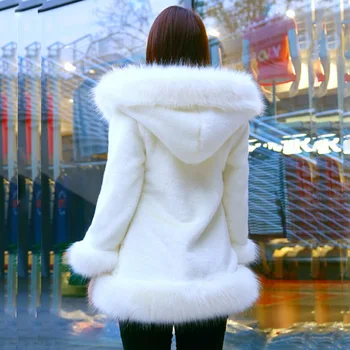 

S-6XL Plus Size Imitation Mink Fur Coat Winter Women Clothing 2019 Velvet Long Fox Fur Hooded Overcoat Women Faux Fur Coat